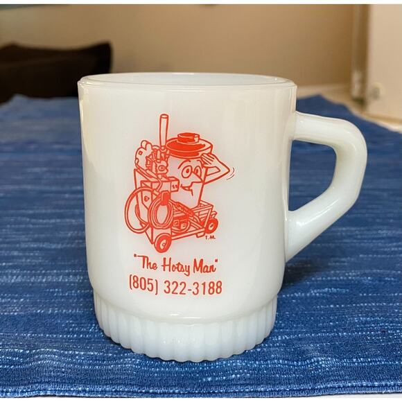 Vtg Hotsy Advertising Anthropomorphic Bakersfield Anchor Hocking Fire King Mug - Picture 1 of 3